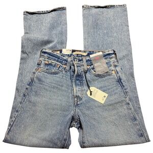 Levi's Premium Women Wedgie Straight Fit High Rise Button Fly Jeans Blue 23x30
